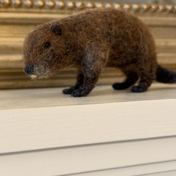 Needle Felted Beaver Ornament 