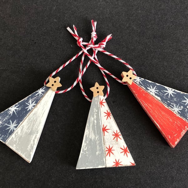 Set of three Christmas tree decorations