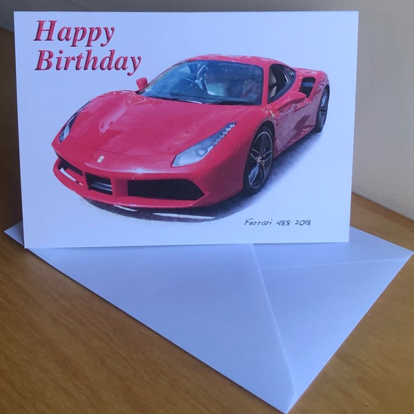 Ferrari 488 2018 - Birthday, Anniversary, Retirement or Plain Card