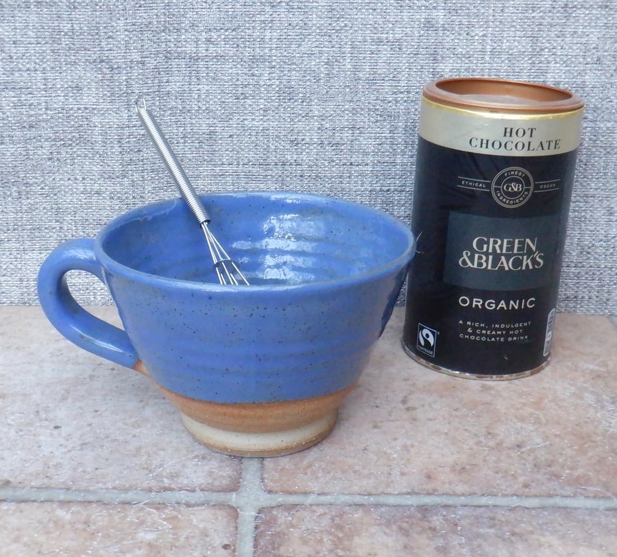 Hot chocolate soup mug bowl wheelthrown stoneware pottery ceramic hand thrown 