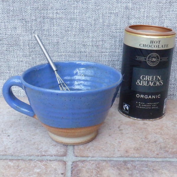 Hot chocolate soup mug bowl wheelthrown stoneware pottery ceramic hand thrown 