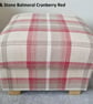 Storage Footstool Balmoral Cranberry Red Cream Fabric Tartan Check Pouffe 