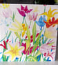  Colourful Spring Tulips Blank Greeting Card from Original Watercolour Painting - Image 1