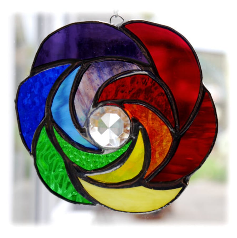 Rainbow Curls Stained Glass Suncatcher Abstract