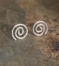 Silver Studs, Sterling silver spiral stud Earrings - Image 5