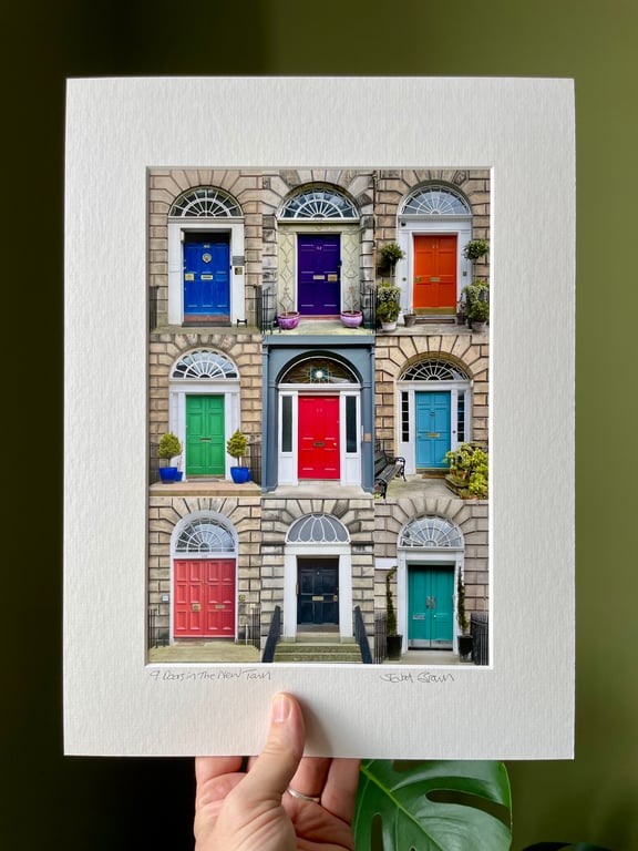 9 Doors in the New Town Edinburgh Signed Mounted Print FREE DELIVERY