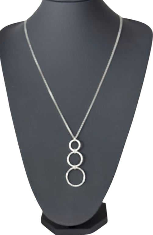 Sterling Silver Circles Necklace, Thee Circles Pendant