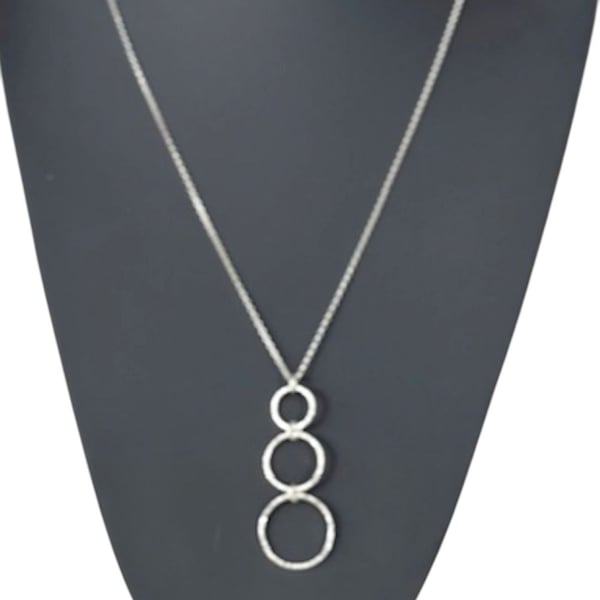Sterling Silver Circles Necklace, Thee Circles Pendant