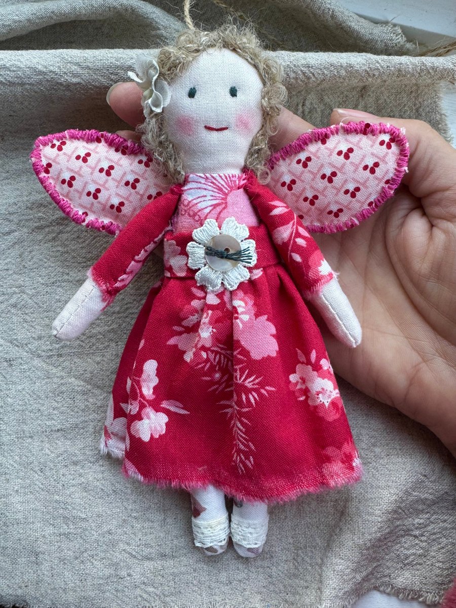 Ruby The Guardian Angel Handmade Doll Christmas Display Doll Hanger 