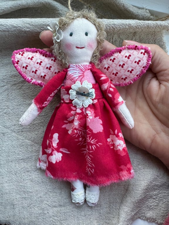 Ruby The Guardian Angel Handmade Doll Christmas Display Doll Hanger 