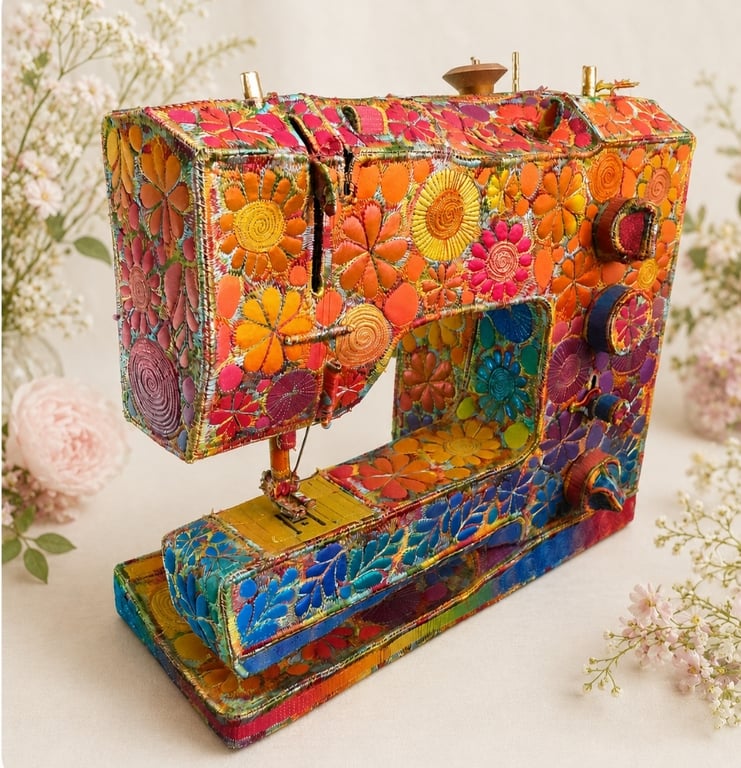 Summer Seconds Bernina Sewing Machine Life Size Sculpture Textile Art 