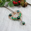 Copper Hanging Decoration with Pearls, Glass and Agate Beads