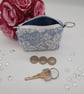 Blue and White foliage print coin purse with keyring. Sale  - Image 9