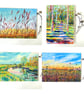 Set of Four Colourful Fen Scene and Woodland Blank Greeting Cards - Image 1