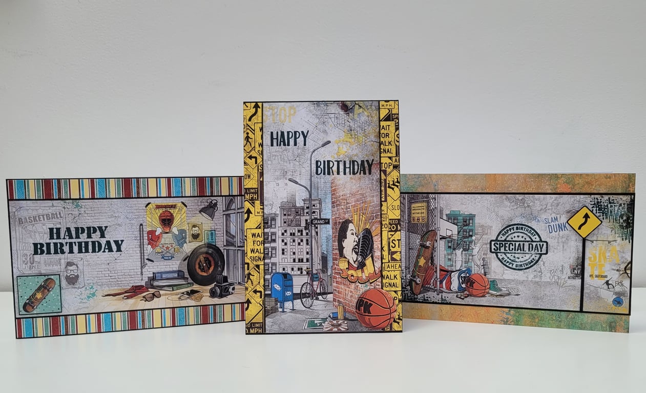 Birthday Cards for Him - Set of 3 Cards for Boys, Teens and the Young at Heart
