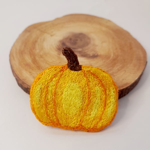 Hand embroidered Pumpkin Brooch