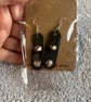 Pair Black Leather Earrings with Silver Conical Flat Spikes - Image 4