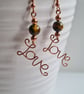 Natural Tigers Eye & Copper Dangle LOVE  Earrings Gift Crystal Jewellery Jewelry - Image 4