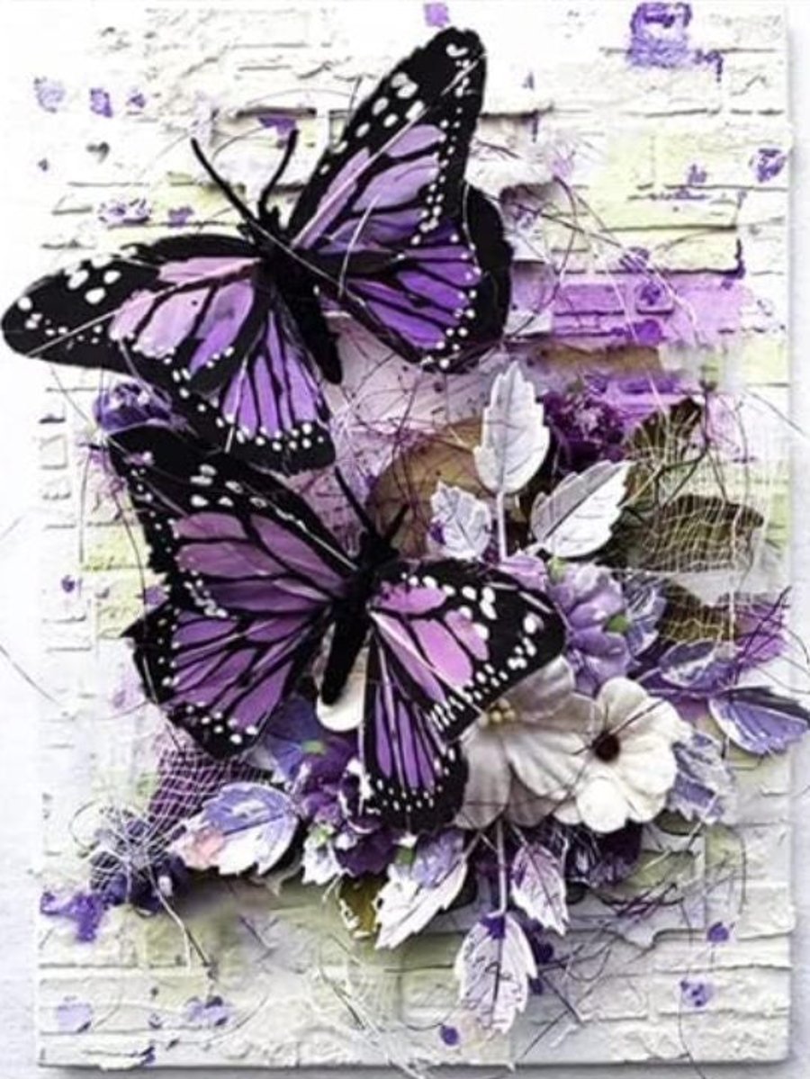 5D DIY Purple Butterfly Abstract Diamond Painting Kit Crystal Embroidery Rhinest