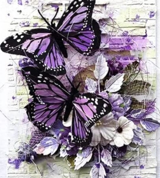 5D DIY Purple Butterfly Abstract Diamond Painting Kit Crystal Embroidery Rhinest