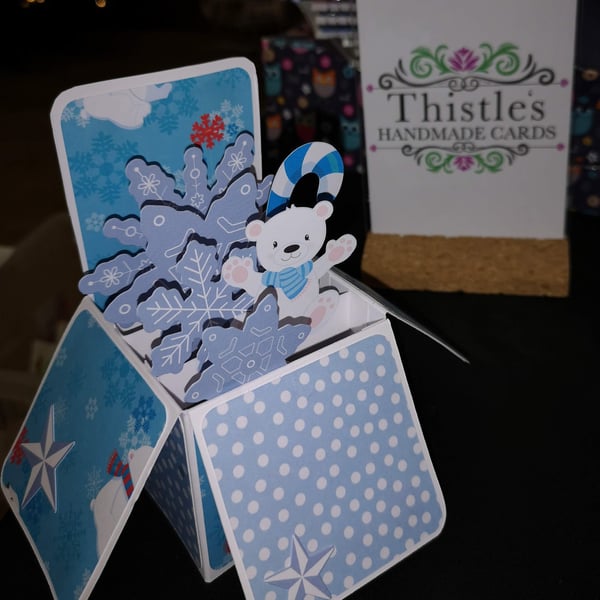 Snowflakes and Polar Bear Christmas Box Card - can be personalised