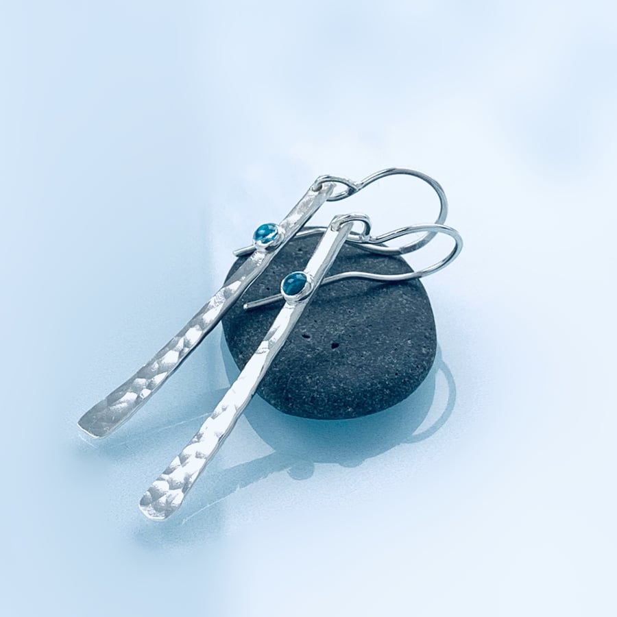 STERLING SILVER topaz drop earrings, Handmade Urban Designed Jewellery