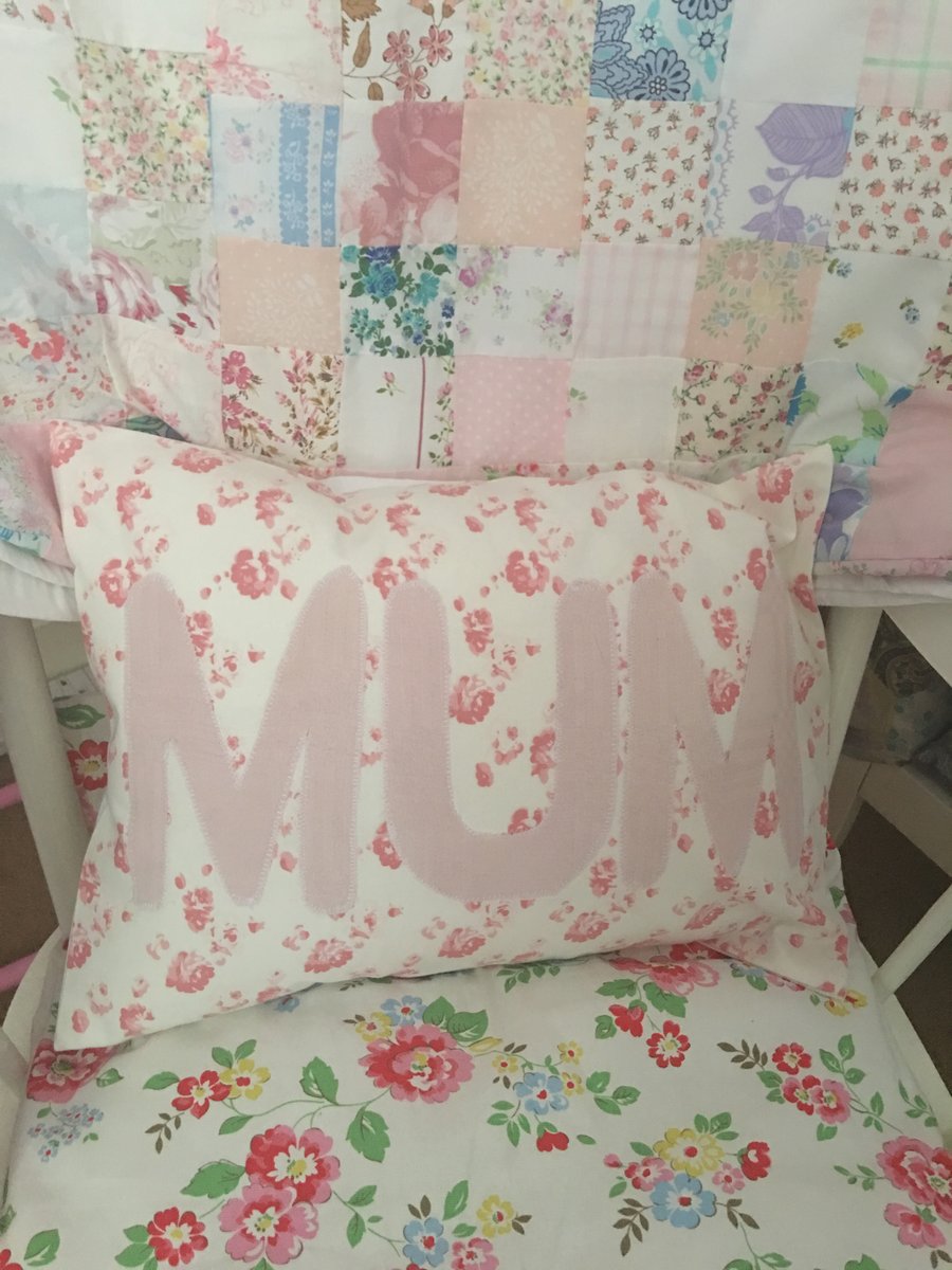 Appliqued  cushion ,pillow in shabby chic floral fabric