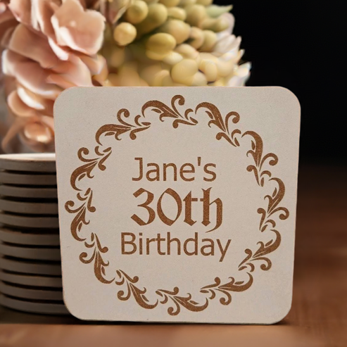 Set of 4 White Wood Coasters for Personalisation.
