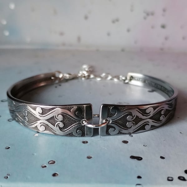 Handmade stainless steel vintage spoon handle bracelet. 