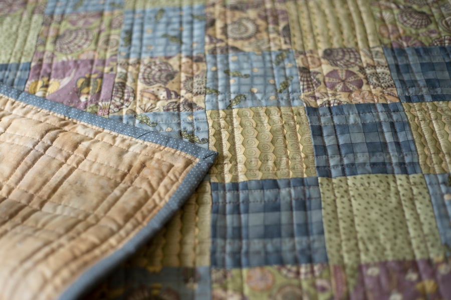 Seaside Coastal Themed Cot Quilt Play Mat Lap Quilt