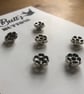 6 Vintage Small Silver Flower Shaped Buttons 1cm - Image 2
