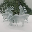 Resin Reindeer - Heavy Freestanding Figurine in Three Poses, Sparkling Antlers