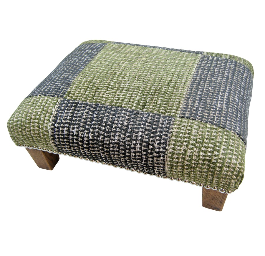 SALE! Patchwork Footstool Green & Brown