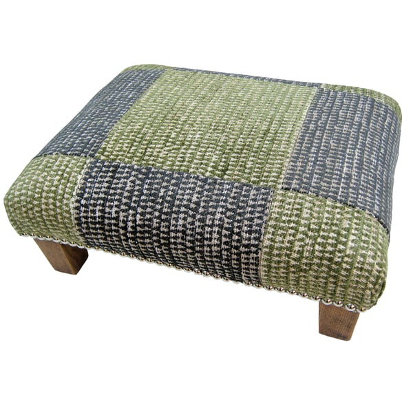 SALE! Patchwork Footstool Green & Brown