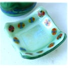 Dichroic Fused Glass Trinket Dish 7cm Pale Green Millefiori