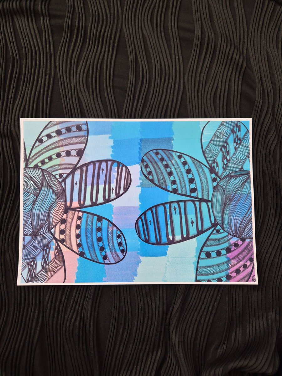 Abstract Art Print - A4 Unframed Flower Pattern Art