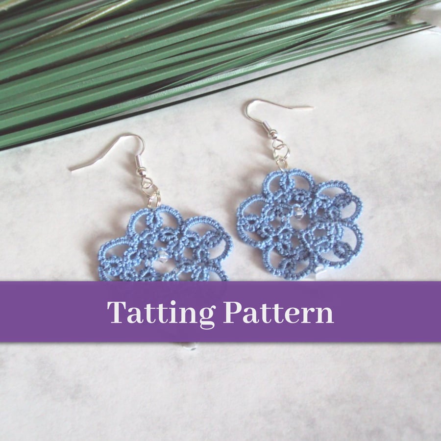 PDF Tatting Pattern - 'Isabella' Earrings With Beads - Intermediate