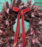 30cm Autumn Dried Wreath & Rust Velvet Ribbon – Fall Harvest Home Decor - Image 4