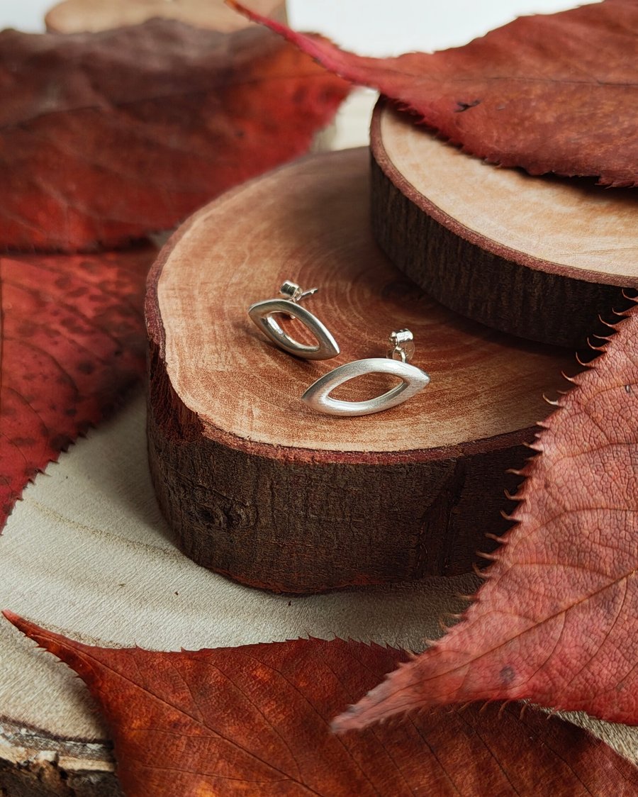 Sterling Silver ‘Falling Leaf’ Collection Stud Earrings