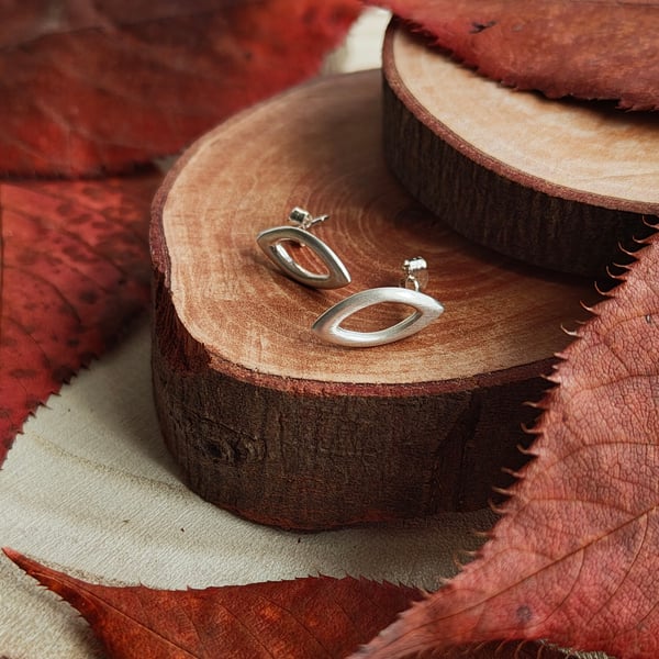 Sterling Silver ‘Falling Leaf’ Collection Stud Earrings