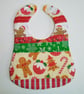 Baby's first Christmas bib, Patchwork, quilted, reversible bib, Xmas bib