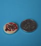 15mm Wooden Red & Aqua Floral Buttons Natural Wood 10pk Flowers (SNF14) - Image 2