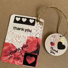 Handmade Bookmark Red Black Floral Thank You Mum Gift Wood Hanging Ornament