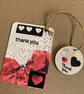 Handmade Bookmark Red Black Floral Thank You Mum Gift Wood Hanging Ornament - Image 1