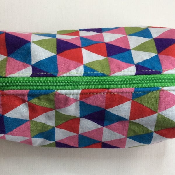  Boxy Make up bag, make up brush case, mosaic triangles, 