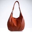 Leather Handbag - Burnt Orange Rescued Leather - Slouch Shoulder Bag