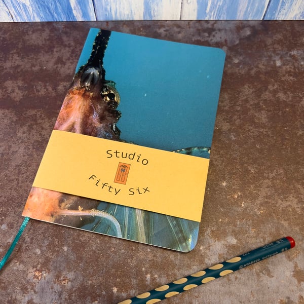 Notebook, Marine themed, A5 (ish), made from up-cycled and recycled materials.