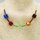 Sparkling necklace of  Austrian crystal cubes  Unique   Multi colour 