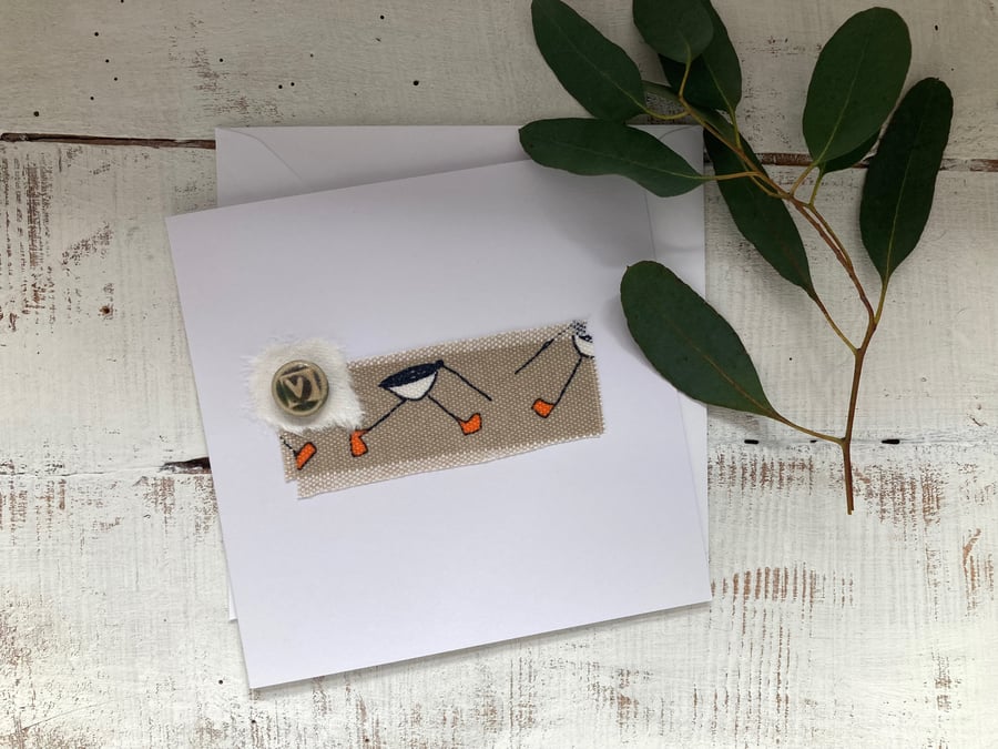 Handmade ceramic Gift card, valentines day, blank greetings card, bird card