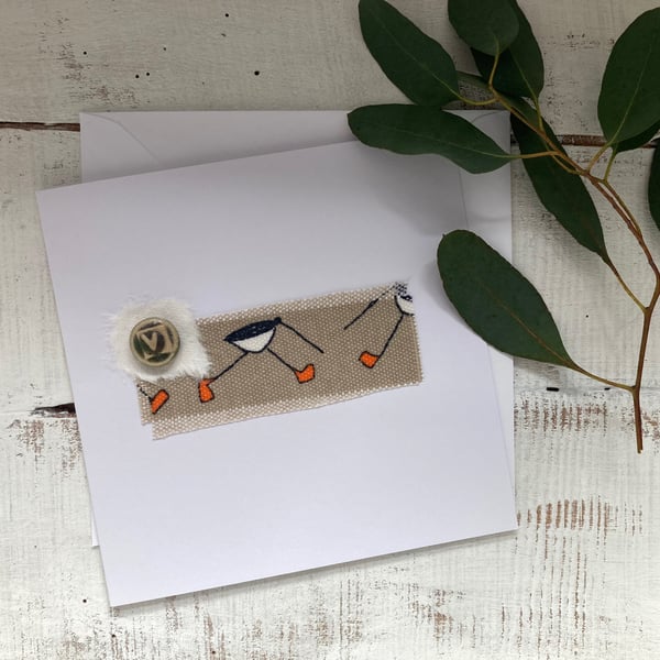 Handmade ceramic Gift card, valentines day, blank greetings card, bird card